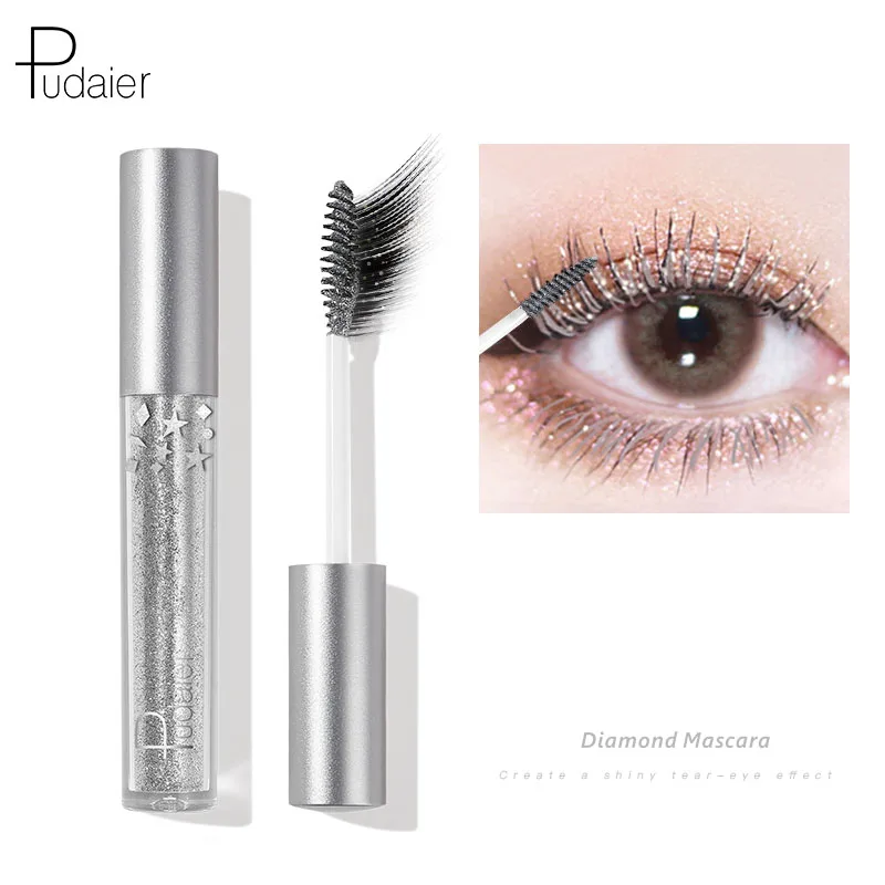 Pudaier glitter diamond mascara for winter drop makeup curling