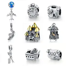 Подвеска Подвески часы-стикер Корона дом клетка fit Pandora браслет 925 стерлингового серебра оригинальные бусины для женщин diy ювелирные изделия