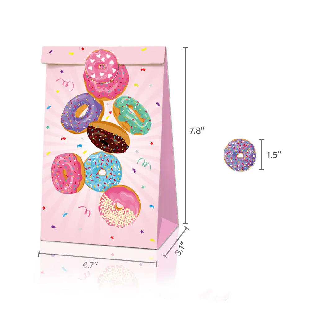 12pcs-Donuts-Party-Gift-Candy-Bags-Donut-Sticker-Kids-Birthday-Paper-Bags-Baby-Shower-Packaging-Bags (1)