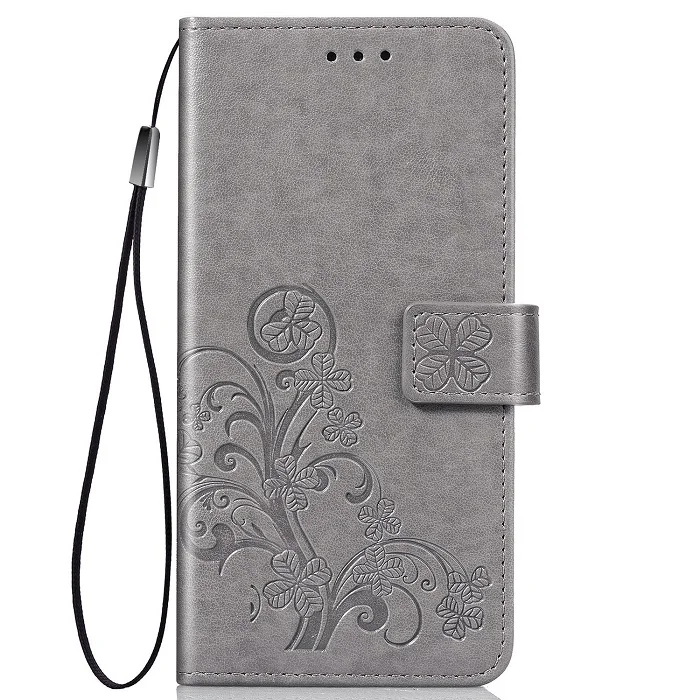 Чехол-книжка из искусственной кожи с четырехлистной застежкой для huawei P20 P30 mate 10 20 Pro Plus Lite Nova 2 3 2i 3i 4e 5i 5 - Цвет: Grey