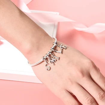 

A To Z Letter Charms 925 Sterling Silver CZ Beads Fit Women Charms Silver 925 Original DIY Jewelry Gift Making