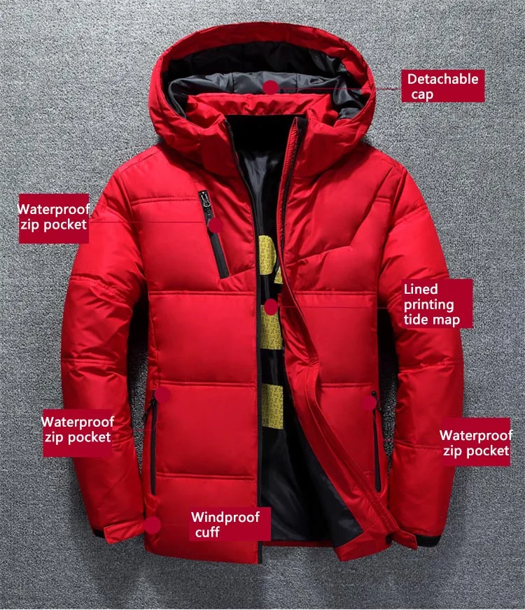 Новая зимняя мужская куртка высокого качества, модное повседневное пальто с капюшоном, толстый теплый водонепроницаемый пуховик, Мужская Зимняя парка, верхняя одежда