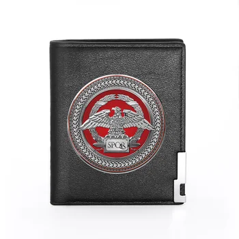 

High Quality Roman Empire SPQR Printing Men's Wallet Leather Purse For Men Credit Card Holder Short Male Slim Coin Money Bags