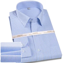 Синяя клетчатая рубашка из чистого хлопка, Высококачественная брендовая качественная удобная ткань, осенняя мужская деловая рубашка с длинным рукавом