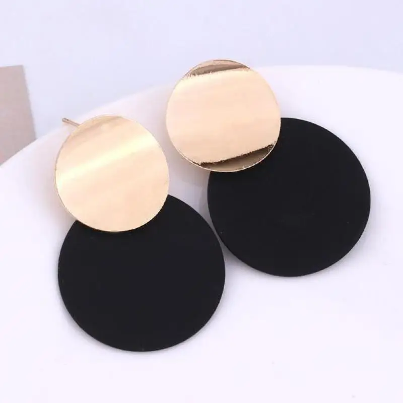 Креативные двойные круглые серьги-гвоздики для женщин, серьги для сережек, Ювелирные Серьги Brincos Street Snap, золотые, черные, цветные серьги, подарок