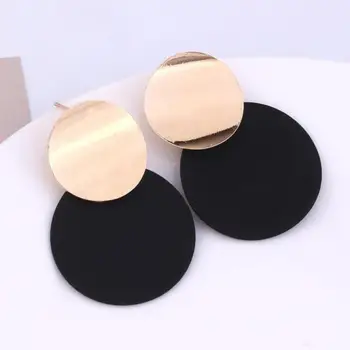 

Creative Double Round Stud Earrings For Women Earing Earings Jewelry Earring Brincos Street Snap Gold Black Color Earrings Gift