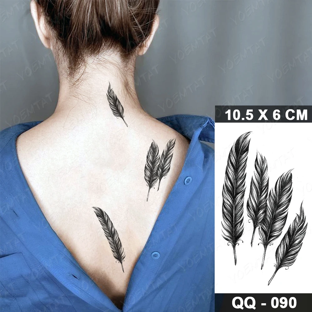 Feather Temporary Tattoo, Feather Tattoo Black Feather Tattoos Festival  Tattoo Summer Tattoo Tattoo Design, Tattoo Ideas, Tattoo Flash 