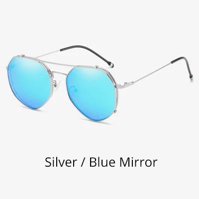 Ralferty, таможенный рецепт, солнцезащитные очки для женщин, поляризационные, на застежке, солнцезащитные очки, полигон, металлические очки, близорукость, близорукость, Z17186 - Lenses Color: Silver - Blue