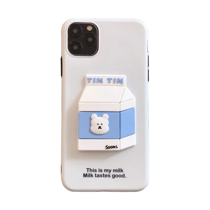 Милый 3D чехол для телефона с мишкой Молоком Для iphone 11 11Pro Max XR X XS Max 6 6S 7 8 Plus Мягкий силиконовый чехол с рисунком
