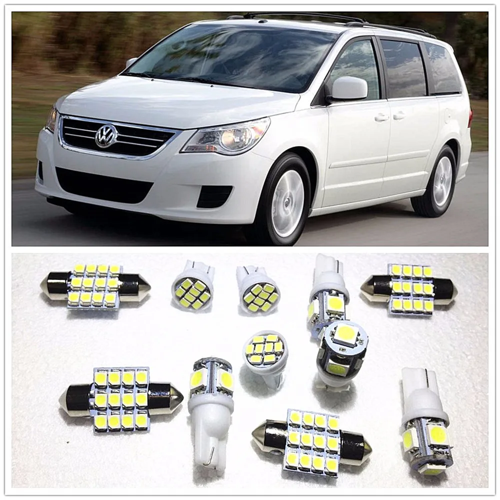 11 set White LED Lights Interior Package Map Dome For Volkswagen CC Beetle Bora Caddy Clasico