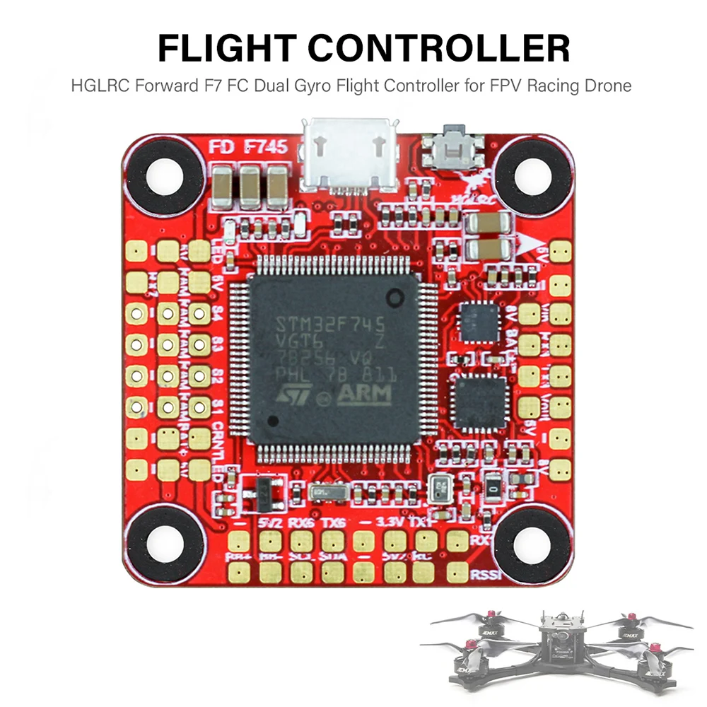 

HGLRC Forward F7 FC Dual Gyro Flight Controller 3- 6S with GPS Connector on Board 37x37mm OSD for FPV Racer Drone RC Quadcopter