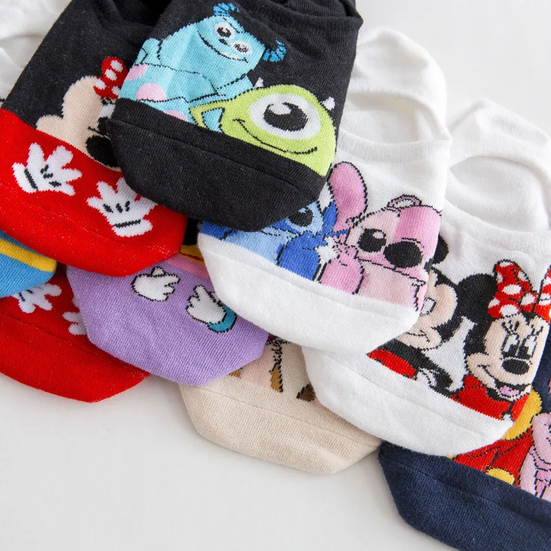 8 пар/лот, женские носки в Корейском стиле, милые носки с рисунками из мультфильмов, носки с изображением мышки, утки, лисы, животных, хлопковые незаметные носки