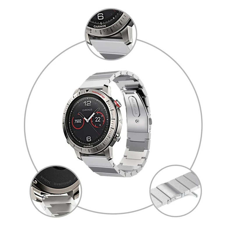 Ремешок из нержавеющей стали для Garmin GPS часы Fenix Chronos Samsung Galaxy Watch 46 мм