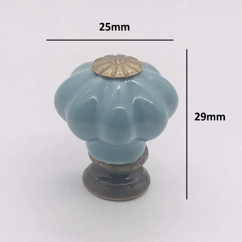10x Children Room Drawer Handles Blue Pumpkin Ceramic Dresser Knob Cute Cabinet Door Handles and Cupboard Knobs with Screws - Цвет: Blue