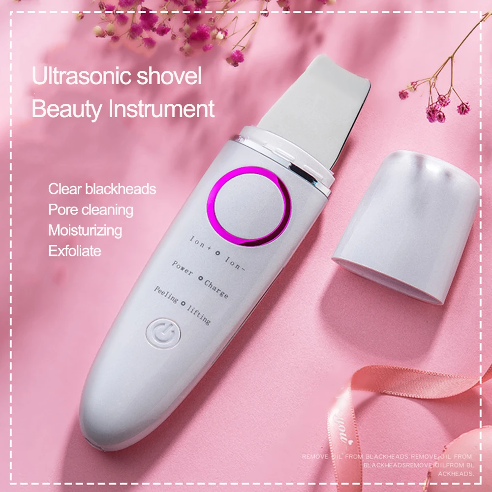 

Ultrasonic Skin Scrubber Deep Cleaning Face Scrubber Vibrating Facial Cleansing Skin Spatula Peeling Beauty Instrument Device