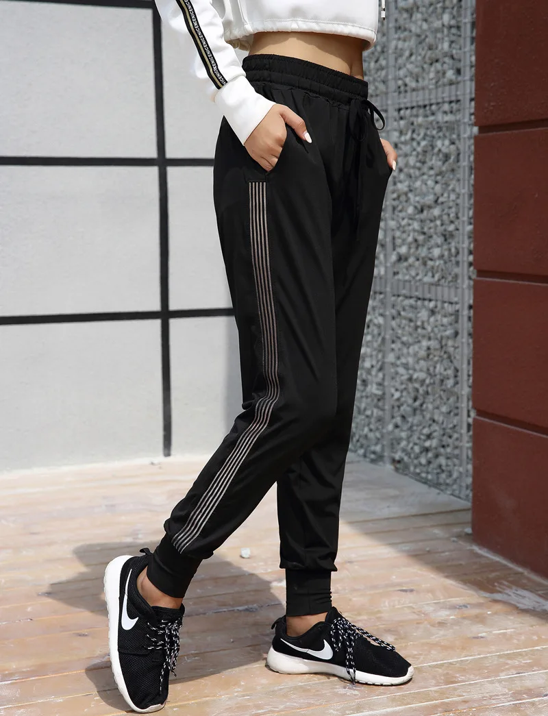 

High-waisted Athletic Pants WOMEN'S Pants Loose-Fit Closing Lace-up Running Quick-Dry Training Outdoor Fitness Pants Beam Leg Yo