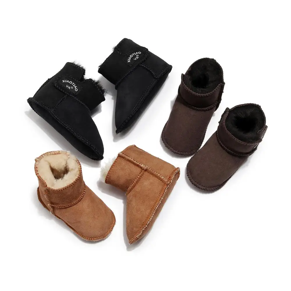 

2020 WInter Baby Boots Genuine Sheepskin Natural Australia Shearling Fur Newborn Snow Boots Soft Non-slip Sole Camel Booties