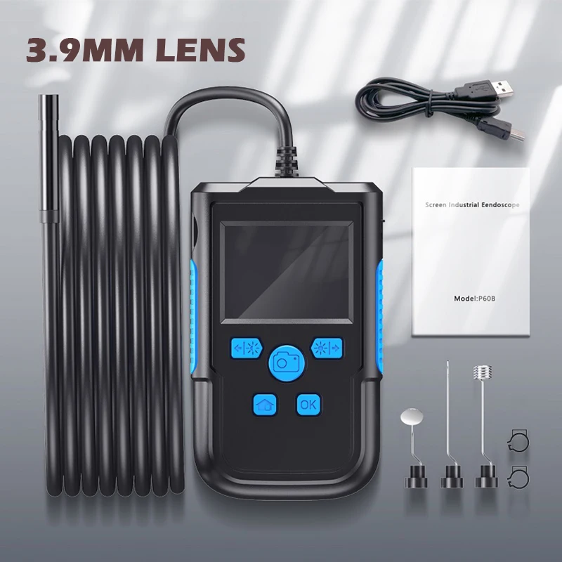 2.4 Inch IPS Screen Industrial Endoscope Camera HD1080P Pipe Inspection Borescope Waterproof Rigid Cable LED 2600mAh Battery P60 security surveillance system Surveillance Items