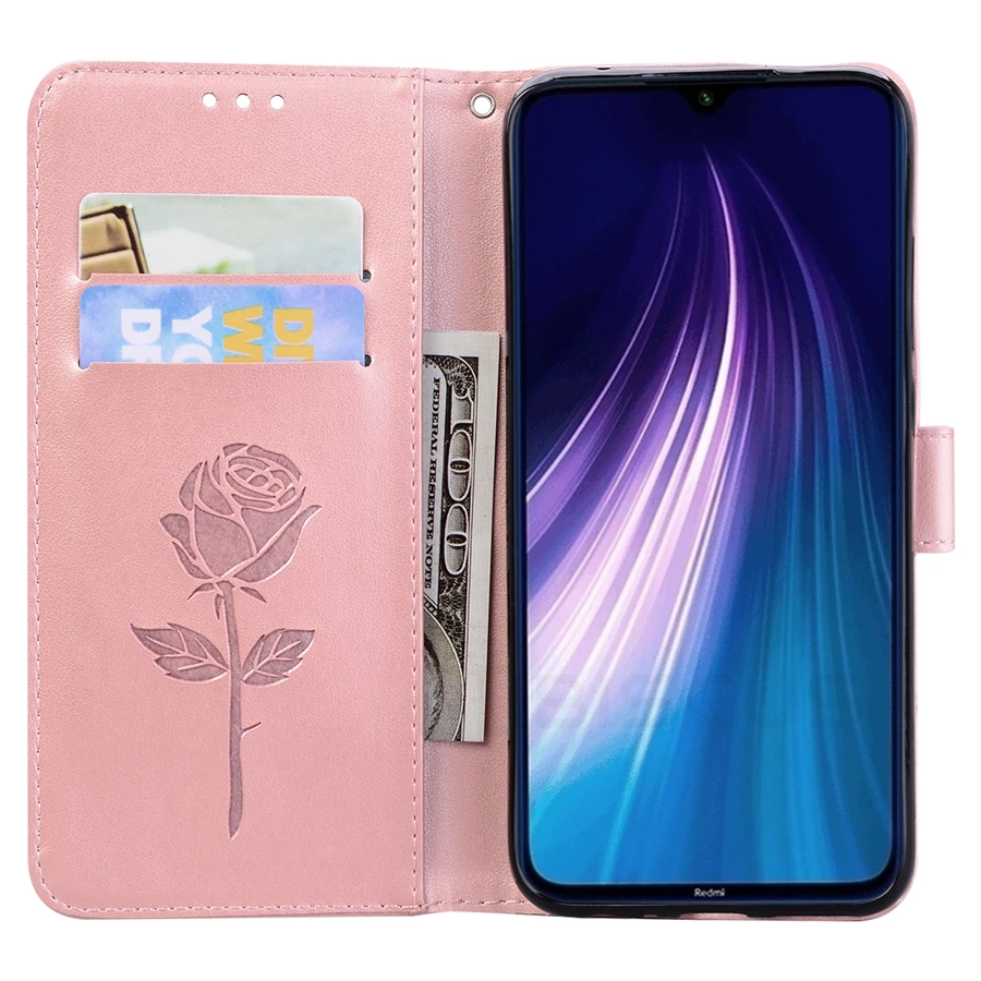 Кожаный чехол с объемным цветком для Xiaomi Redmi Note 8 Pro, флип-кошелек, откидная крышка для Xiaomi Redmi Note 8, Note8, чехол, чехол для телефона