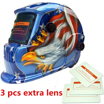 

1pc Welding Helmet Premium Mask Solar Auto Darkening Welding Helmet Cap +3pcs Lens Eagle Welding Soldering Supplie