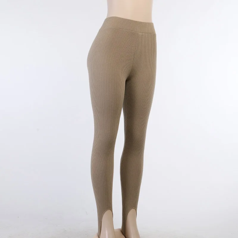 black leggings Women Ribbed Knitted Leggings Autumn High Waist Fitness Basic Pants Sweatpant Casual All-Match Skinny Female Leggings Pants leather leggings