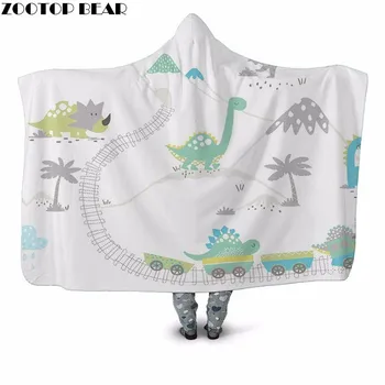 

Dinosaur Forest Dream Hooded Blanket White 3D Print Girls Fashion Plush Soft Plush Bedding Portable Office Quilts diamond