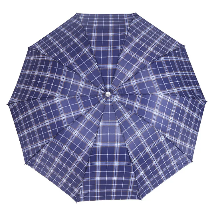 

Umbrella 65 Polyester Plaid 10 Bone Reinforced Lightweight Three Fold Gift Folding Umbrella