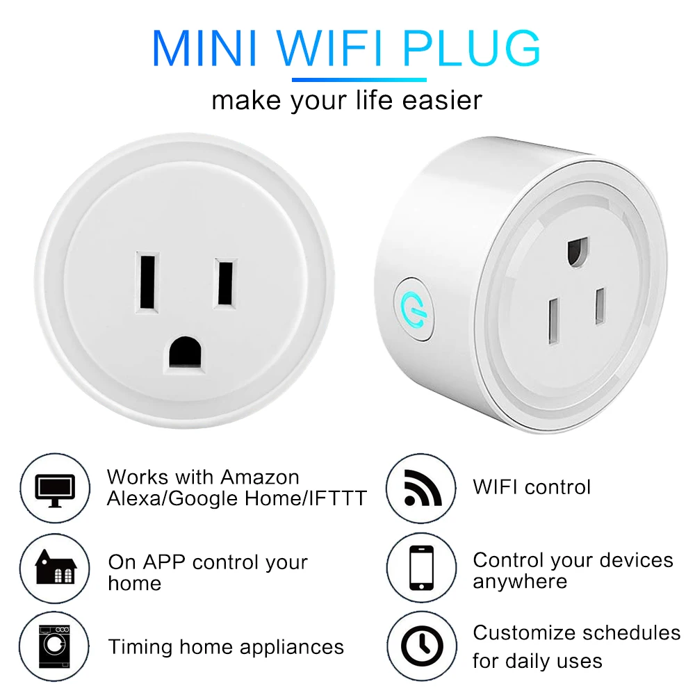 Умная розетка 4 шт., умная розетка wifi, США, Великобритания, переключатель wifi для Google Home App control/Amazon Alexa control