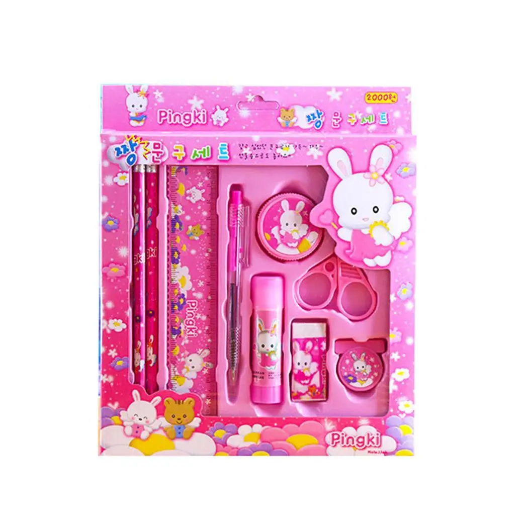 

9PCS/set Stationery Set Children's Stationery Gift Box Blue, Pink