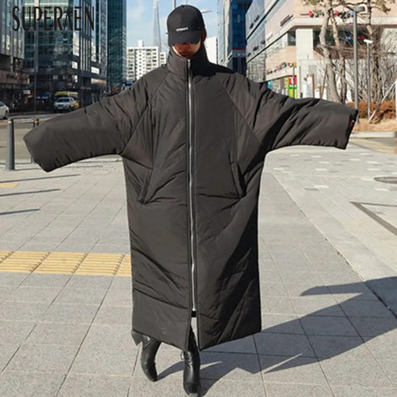 SuperAen, новинка, теплые парки, пальто для женщин, хлопок, корейский стиль, Дикие повседневные парки, пальто для женщин, рукав летучая мышь, плюс размер, женская одежда