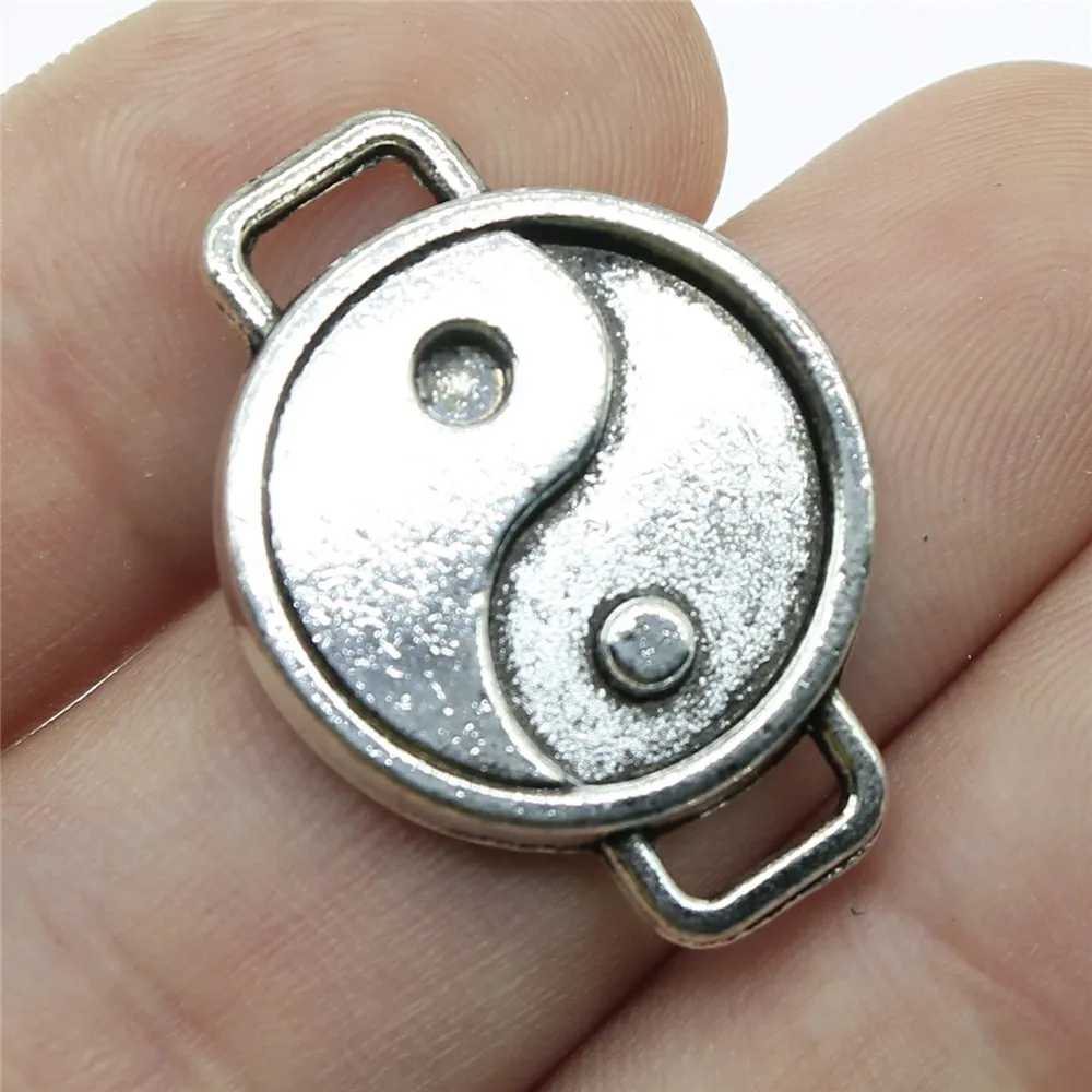 WYSIWYG 4 шт. 28x21 мм разъем Yin Yang Шарм фэн шуй очарование античный серебряный цвет Инь и