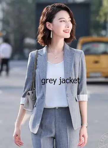 greyjacket S-5XL отель профессиональный блейзер для женщин отель костюм страхование рабочая одежда бизнес интервью Сплошной Розовый Серый Женский Топ пальто - Цвет: greyjacket