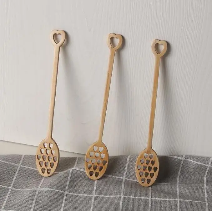 

Heart Hollow Out Wooden Honey Spoon Coffee Stir Bar Honey Dipper Stick for Honey Jar Long Handle Mixing Stick Stirring Rod