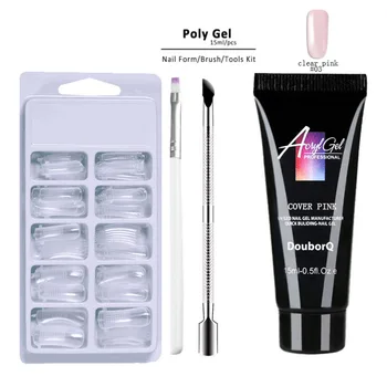 

15ml Poly Gel Set Salon Finger Decoration Quick Extension DIY Tip Lengthen UV Building With Brush Nail Art Manicure Accessory