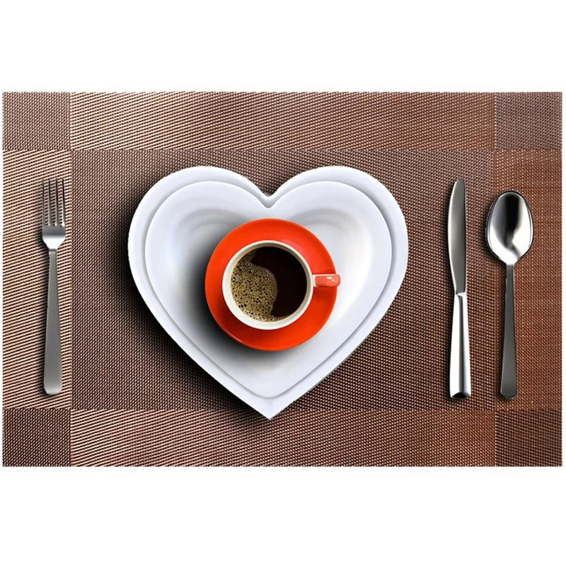 ABUI-Placemat,Crossweave Woven Vinyl Non-Slip Insulation Placemat Washable Table Mats(Brown,4Pcs Placemats
