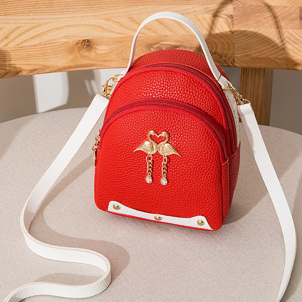 Mini Backpack Women Leather Little Swan Shoulder Bag For Teenage Girls Small Bagpack School Backpack Female Mochila#A