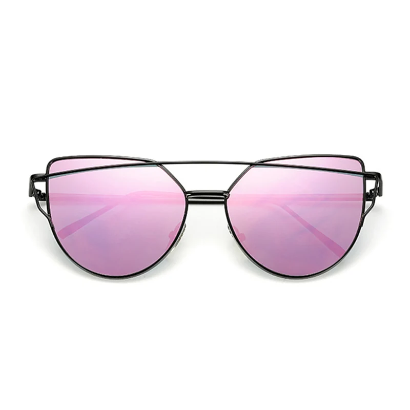 LeonLion, фирменный дизайн, кошачий глаз, солнцезащитные очки для женщин, Ретро стиль, металлические, отражающие очки для женщин, зеркальные, Ретро стиль, Oculos De Sol Gafas - Цвет линз: BlackPurple