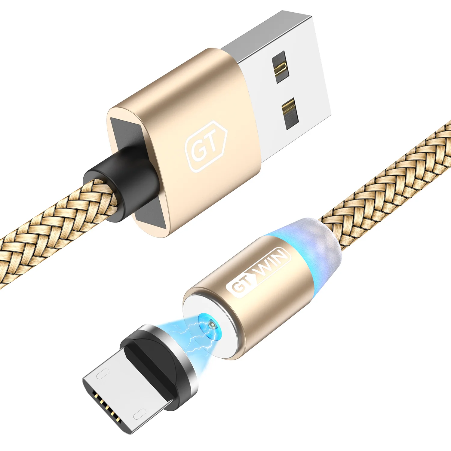 GTWIN Магнитный зарядный кабель Micro USB кабель для быстрой зарядки типа C Магнитный кабель для быстрой зарядки 3,0 для iPhone кабель USB провод шнур - Цвет: Золотой