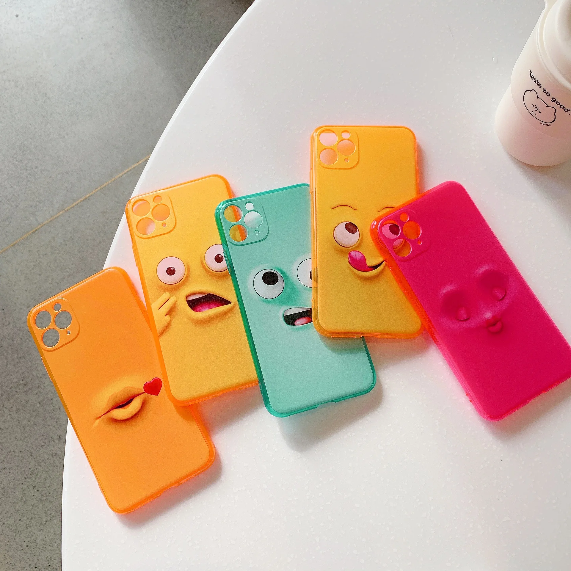 

3D Funny Cartoon Expression Fluorescence Phone Case For iPhone 11 11Pro Max X XR XS Max 8 7 Plus Case Soft Silicone Back Cover