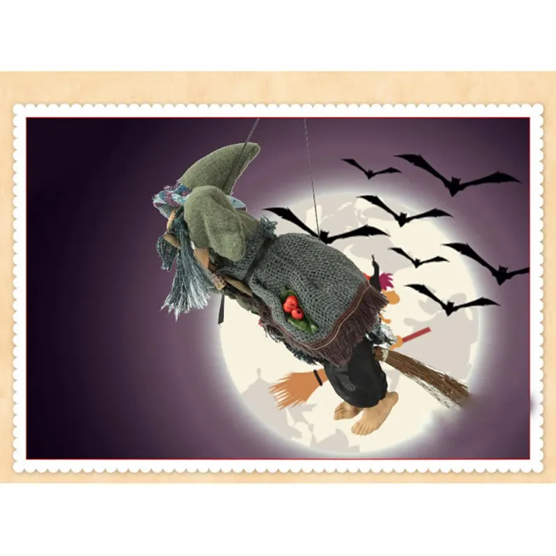 Хэллоуин Висячие куклы ведьмы Голосовое управление Опора анимированные призрак страшная езда метла стены повесить вечерние декорация дом с привидениями игрушки