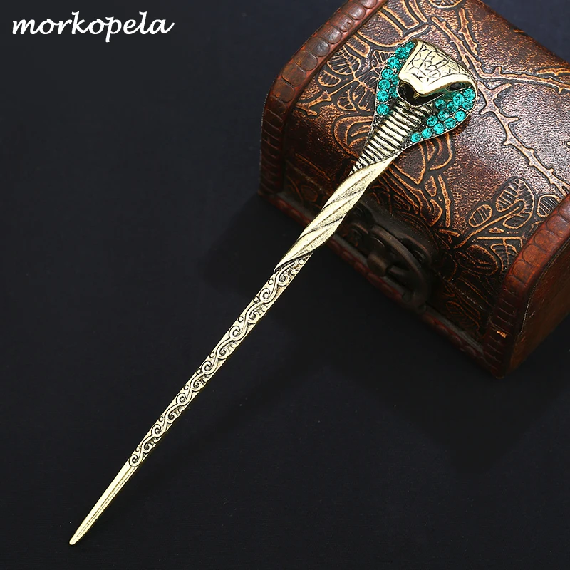 Morkopela Snake Hair Stick Jewelry Vintage Rhinestone Hairpin Sticks Women Banquest Crystal Pins Accessories | Украшения и