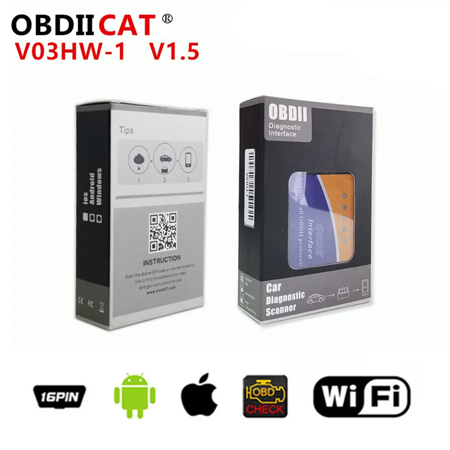 WIFI мини ELM327 V1.5 elm 327 OBD2 сканер ELM 1 5 OBDII wifi диагностический инструмент 25K80 чип |