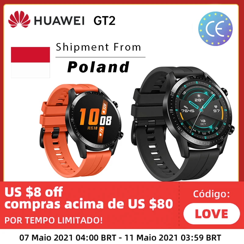 HUAWEI Watch GT2 GPS 14 Days Working Phone Smart Global Version Call Blood Oxygen 14 Days Battery Bluetooth 5.1 For Android iOS