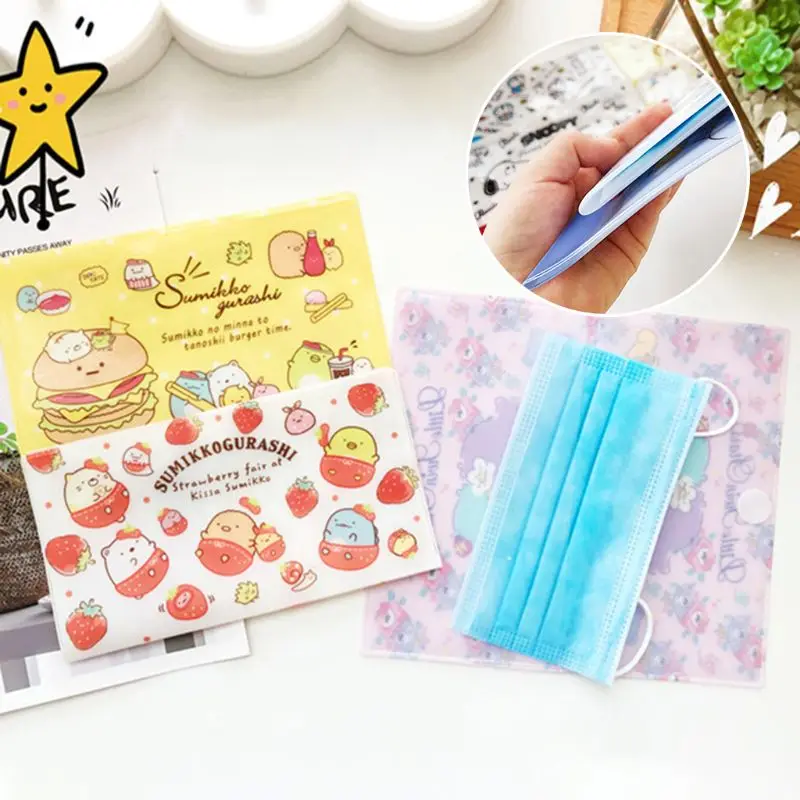3Pcs Portable Plastic Disposable Face Mask Storage Clips Cartoon Animal Mouth Cover Holder Container Folding Case Organizer