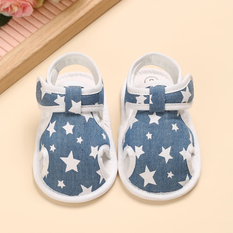 2021 NEW 0-18Months Kids Newborn Baby Boys Fashion Summer Soft Crib Shoes First Walker Anti Slip Sandals Shoes Soft Sole