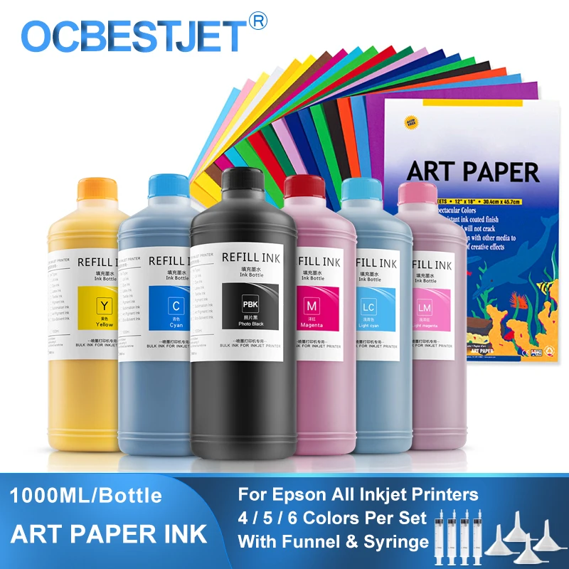 1000 ML/SET Art กระดาษ Pigment Ink Artpaper หมึกสำหรับ Epson T50 P50 L1300 1390 L800 L1800 DX5