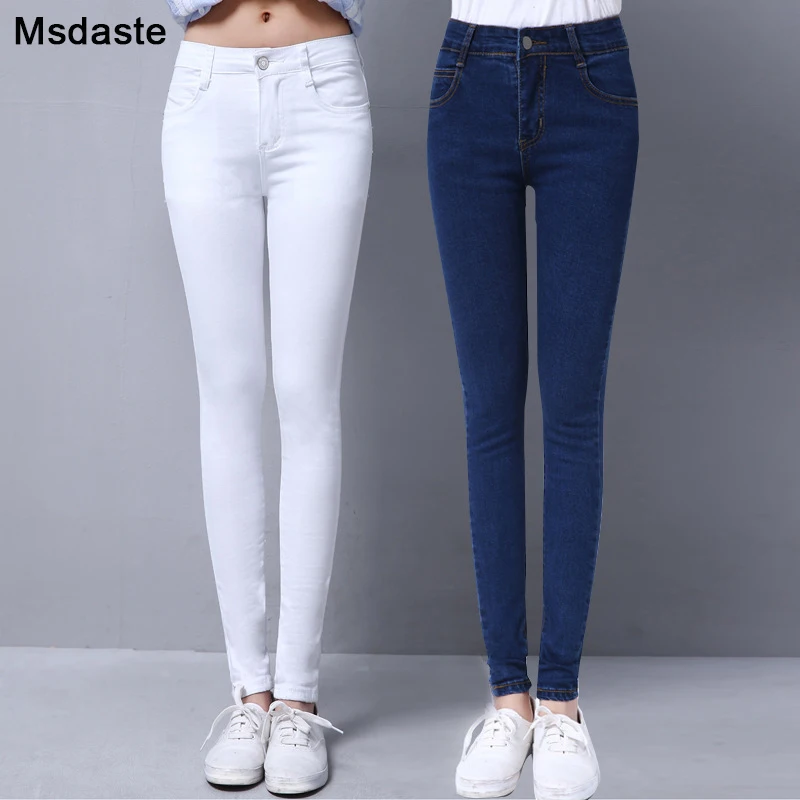 Jeans Women 2020 Spring Elastic Female Casual Cotton Pencil Trousers White Blue Black Slim Skinny Pants Strethcy Woman Jeans Jeans Women 2020 Spring Elastic Female Casual Cotton Pencil Trousers White Blue Black Slim Skinny Pants Strethcy Woman Jeans
