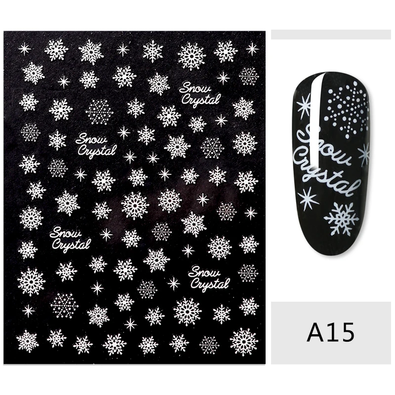 1PC Christmas 3D Nail Art Stickers Decal Slider Santa Claus Snowman Decoration Manicure Nail Wraps Women DIY Nail Art Sticker - Цвет: HHS08257