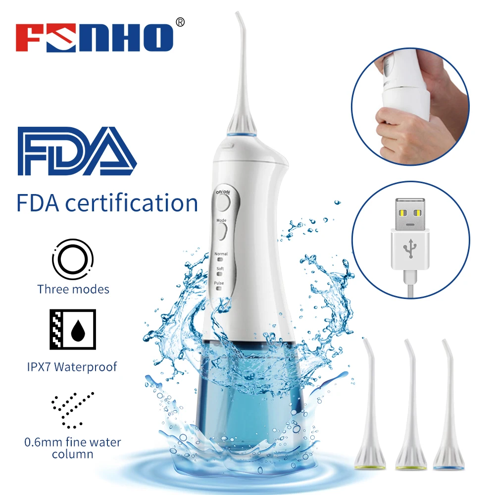 

FUNHO Oral Irrigator Dental Flosser Portable Water Jet Oral Tips USB Rechargeable for Tooth Cleaning