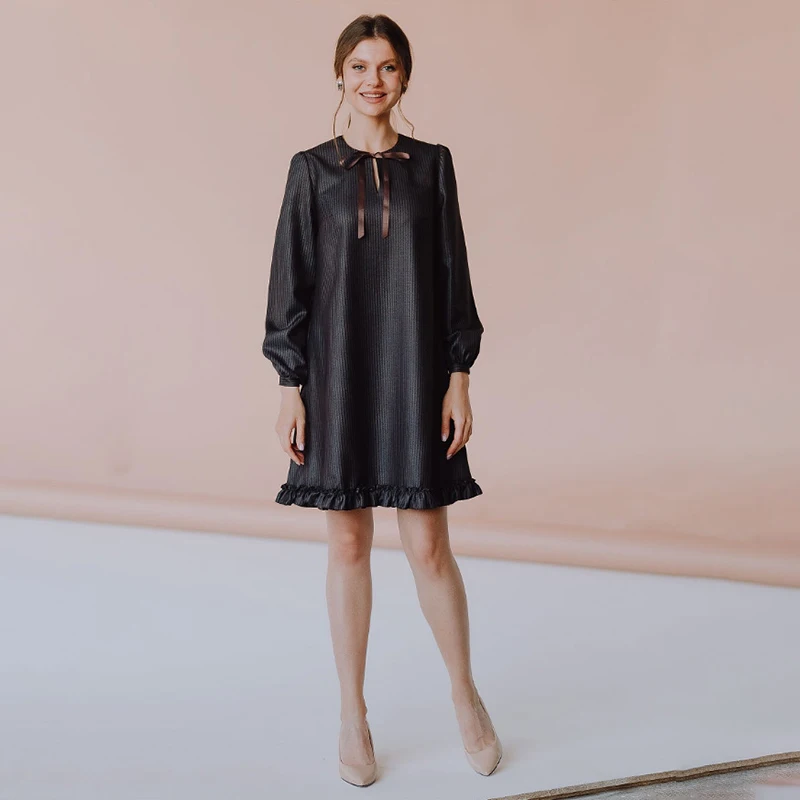 

ZP 2020 Spring New Korean Fashion Women Solid Boho Vacation Dresses Butterfly Sleeves Pullover Loose Chiffon Dress Pleated